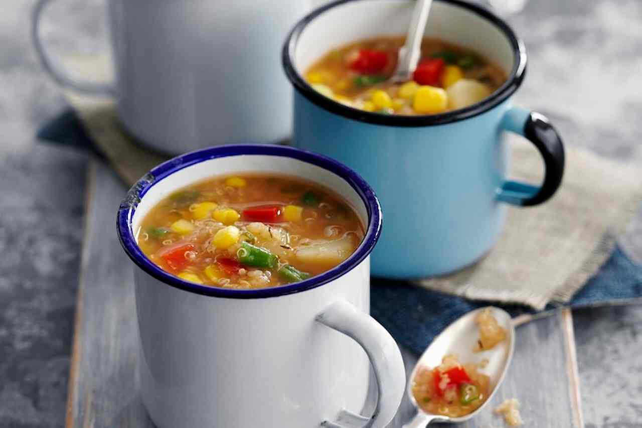 Simple and scrumptious thick quinoa and sweetcorn soup