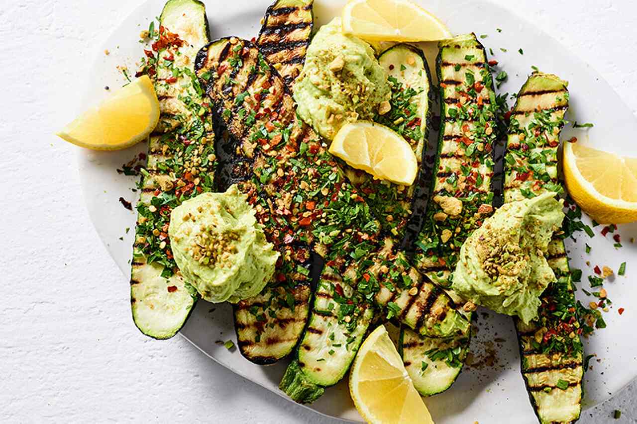 Luke Hines' Chargrilled Zucchini with Avocado Hummus