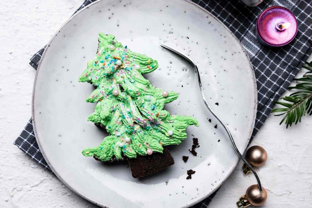 Vegan fir tree formed brownies with butter cream recipe