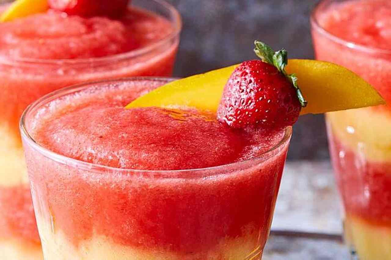 Virgin Layered Strawberry-Mango Margaritas